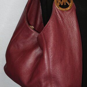 Michael Kors Leather Extra Large Hobo Bag Deep Burgundy EUC